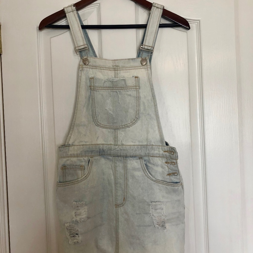 Light Wash Denim Skirt Overalls